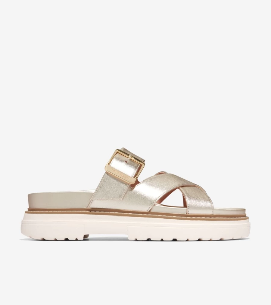 Cole Haan Women's Fraya Soft Gold Leather Slide Sandals