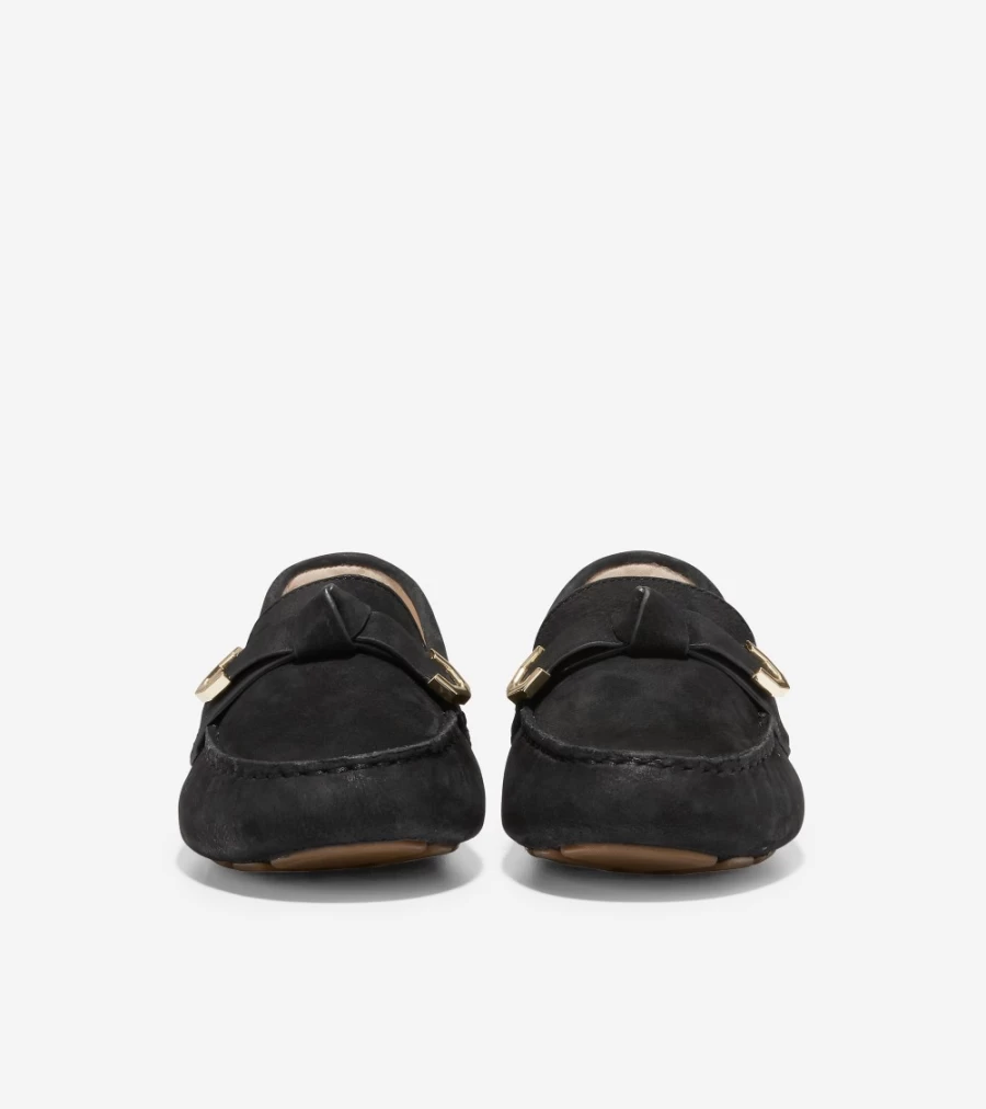 Cole Haan Women's Evelyn Bow Driver Loafers in Black Leather