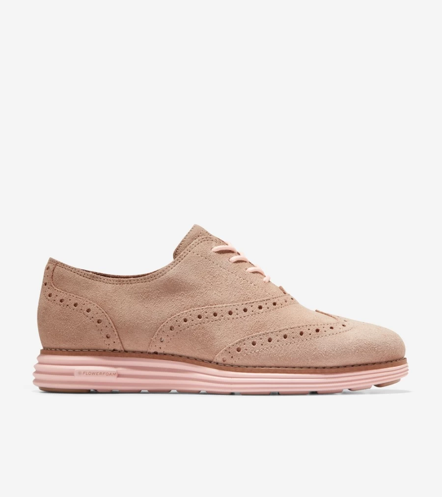 Cole Haan Women's Grand Wingtip Oxford Shoes in Cremini-Seashell Pink