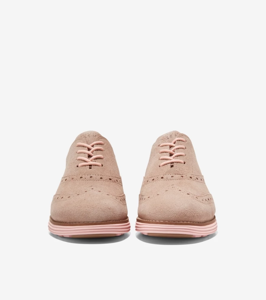 Cole Haan Women's Grand Wingtip Oxford Shoes in Cremini-Seashell Pink