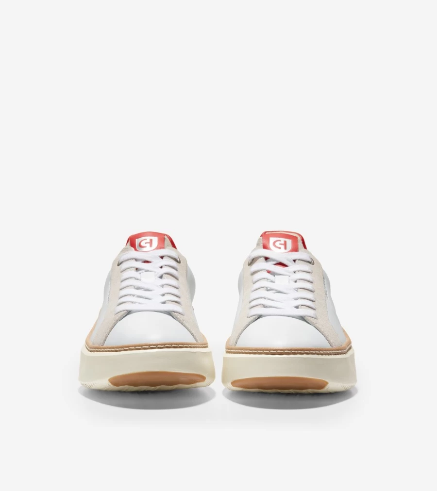 Cole Haan Women's Grandpro Topspin Sneakers in Optic White & Molten Lava - Lightweight Comfort Tennis Shoes