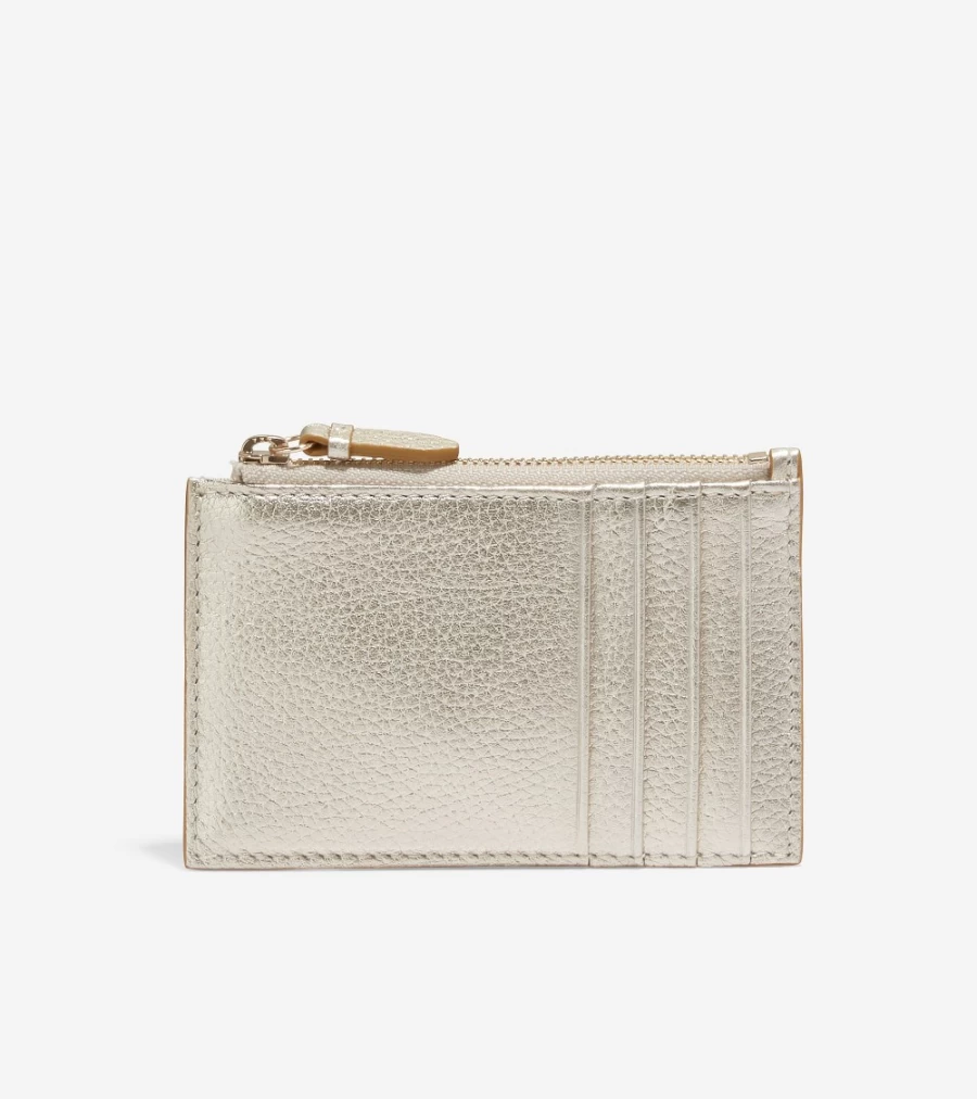 Cole Haan Women's Gold Zip Card Case - Stylish & Secure RFID Wallet