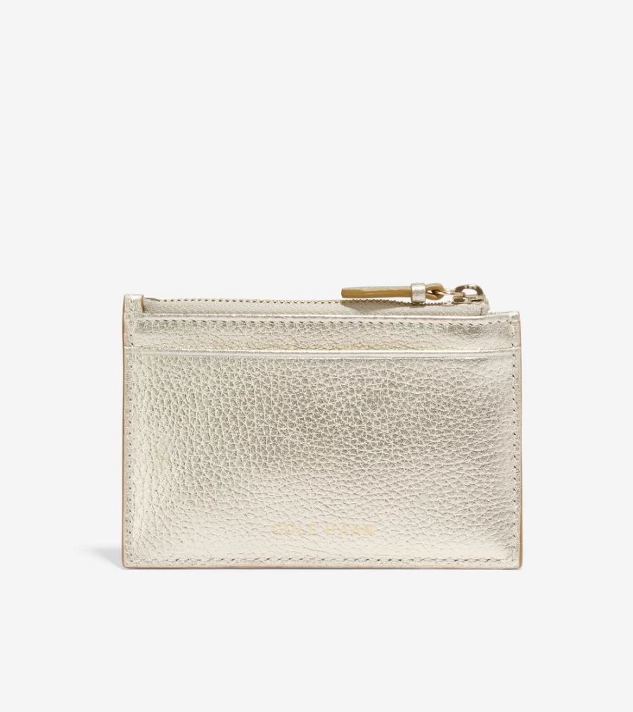 Cole Haan Women's Gold Zip Card Case - Stylish & Secure RFID Wallet