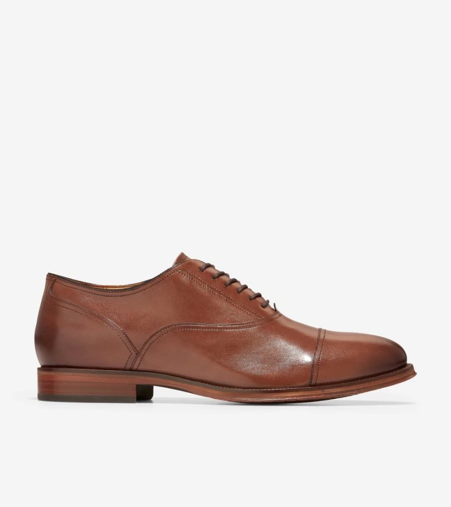 Cole Haan Men's British Tan Cap Toe Oxford Dress Shoes - Modern Classic Style
