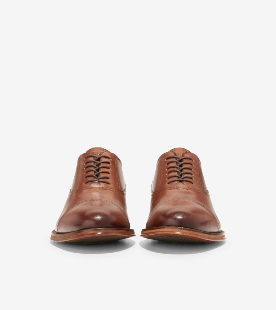 Cole Haan Men's British Tan Cap Toe Oxford Dress Shoes - Modern Classic Style