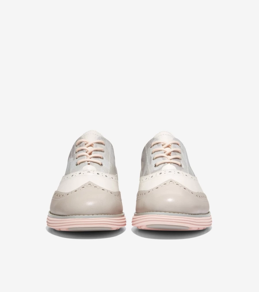 Cole Haan Women's Grand Wingtip Oxford in Grey Camo Print & Clay Pink - Original Wingtip Design