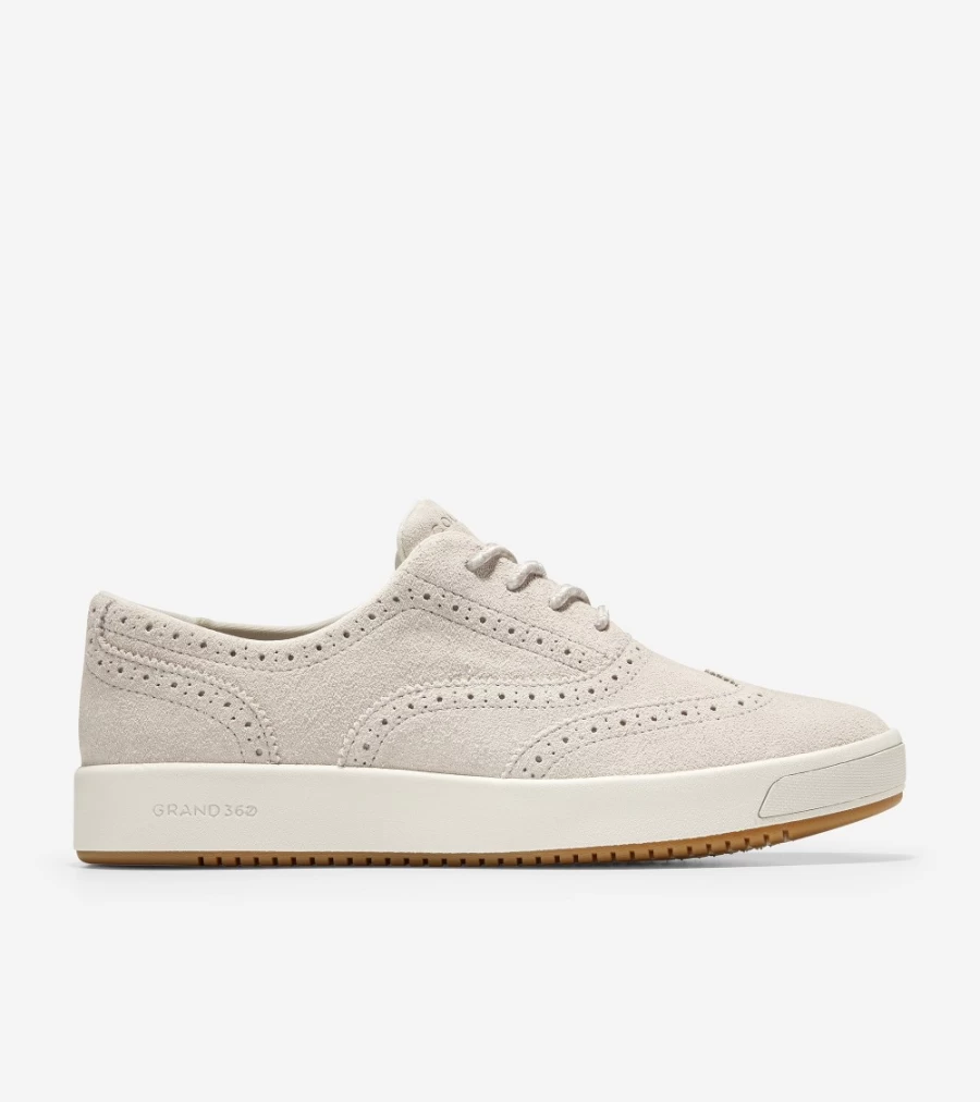 Cole Haan Women's Grandpro Finalist Oxford in Dove Grey Suede - Comfortable & Stylish Sneakers