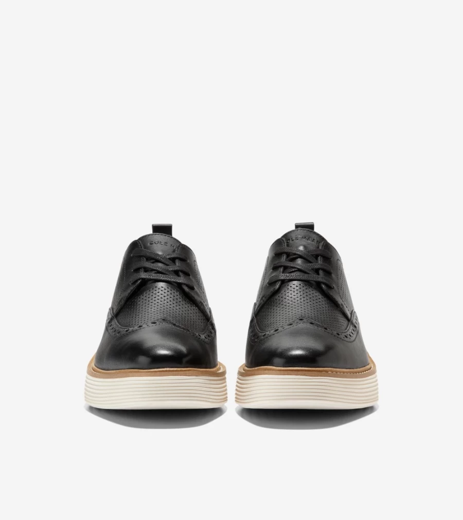 Cole Haan Women's Black-Ivory Originalgrand Platform Wingtip Oxford Shoes