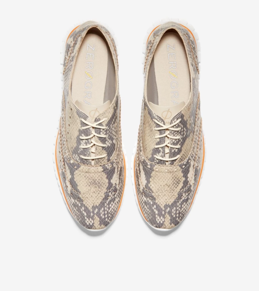 Cole Haan Women's Zerogrand Wingtip Oxford Shoes in Python Print - Comfortable & Stylish Women's Wingtip Sneakers