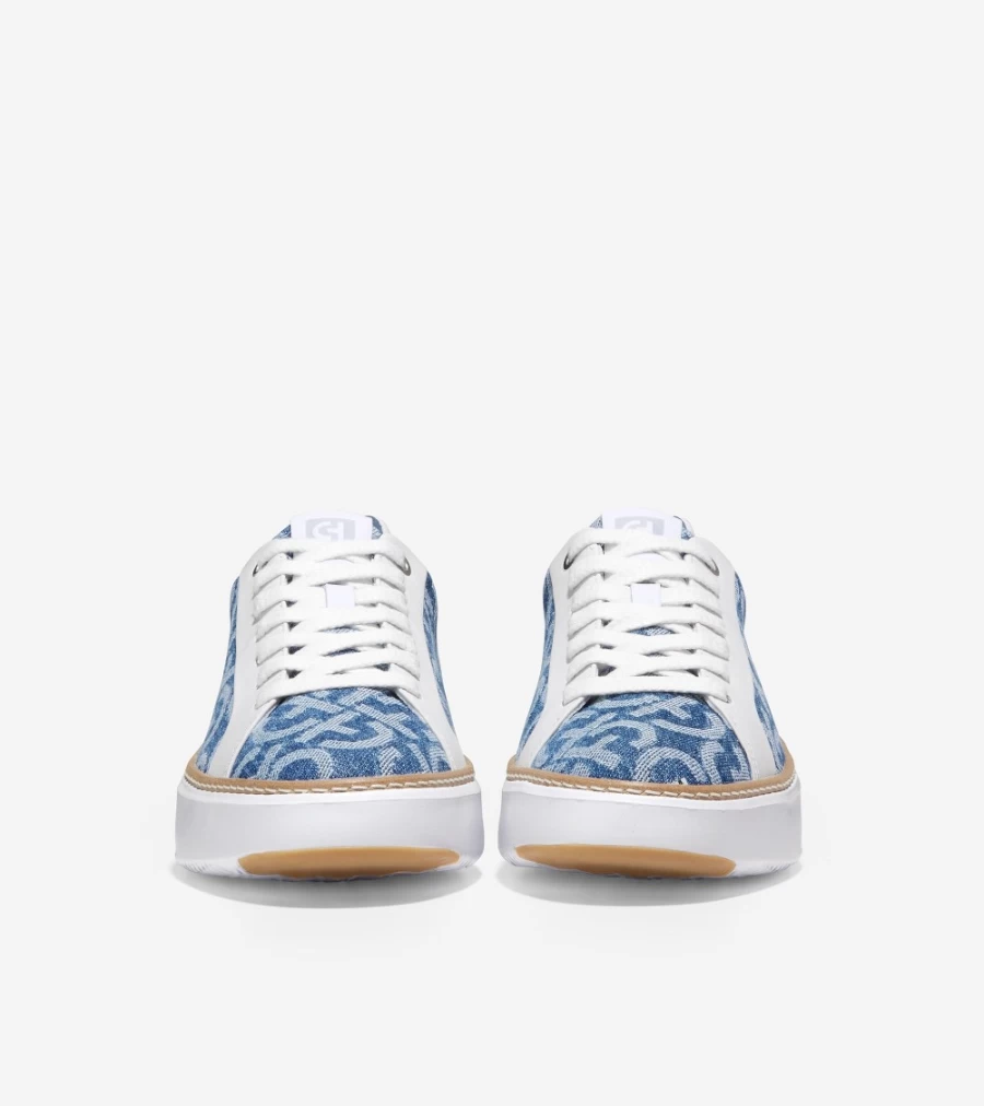 Cole Haan Women's Grandpro Topspin Sneaker in Monogram Denim Jacquard & Optic White