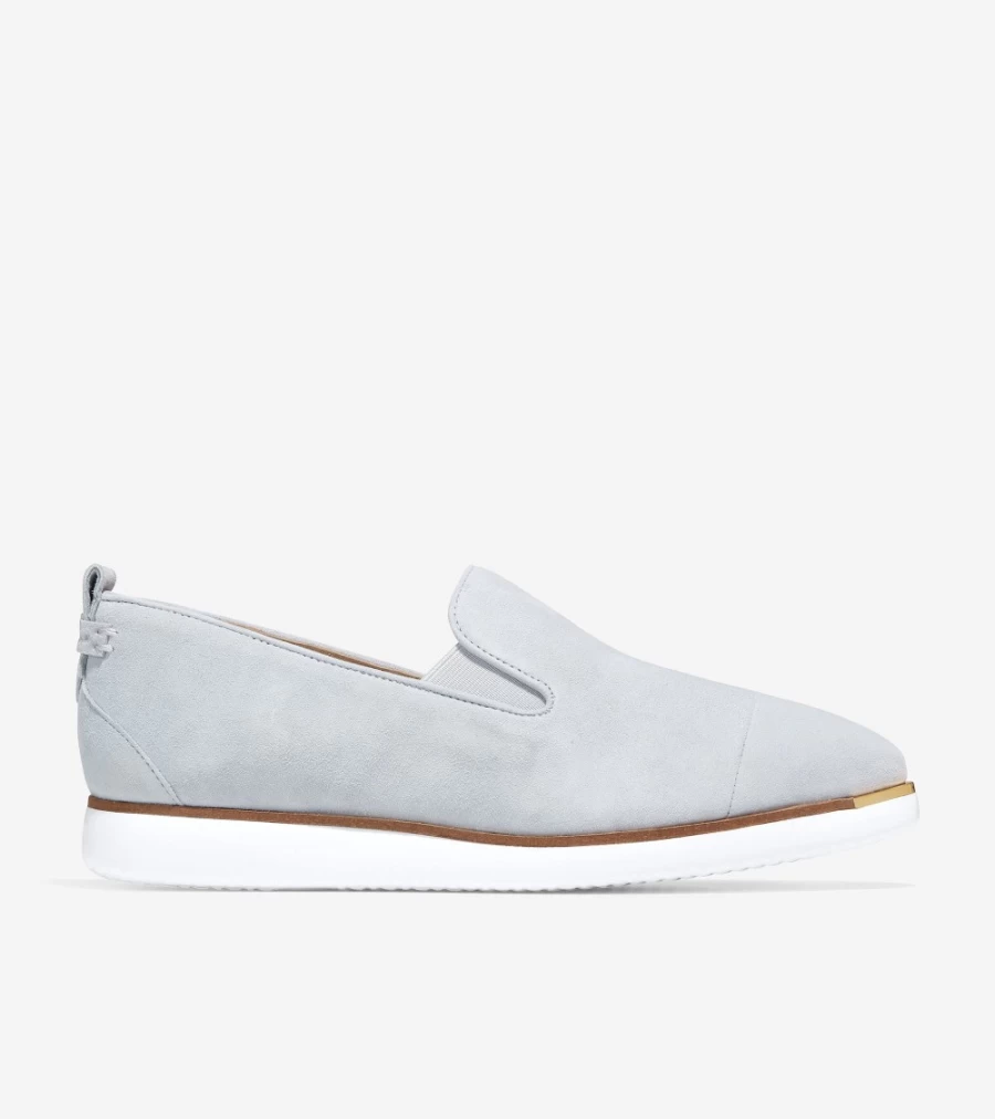 Cole Haan Women's Grand Ambition Slip-On Loafer in Pearl Blue Suede