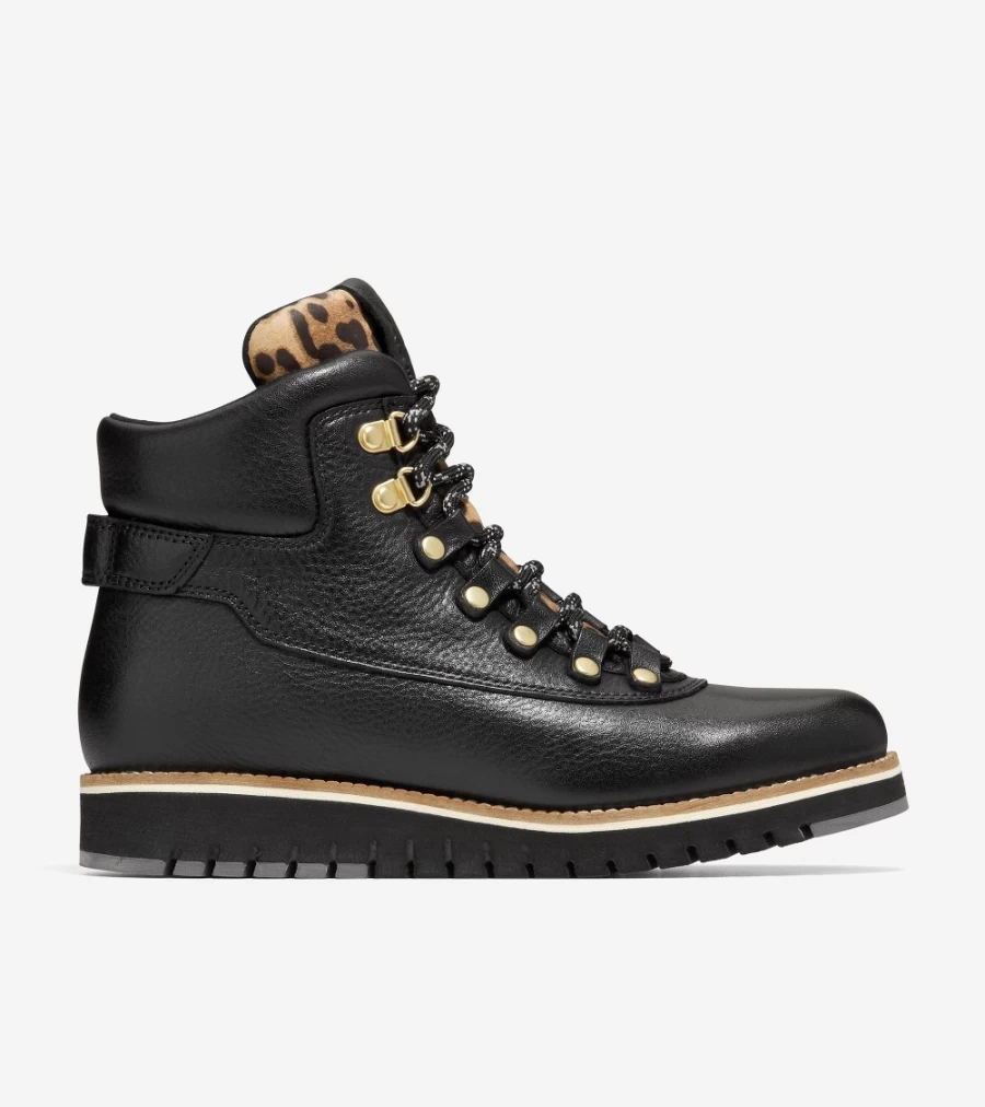 Cole Haan Women's Zerogrand Explore Getaway Hiker Boot in Black-Leopard Print