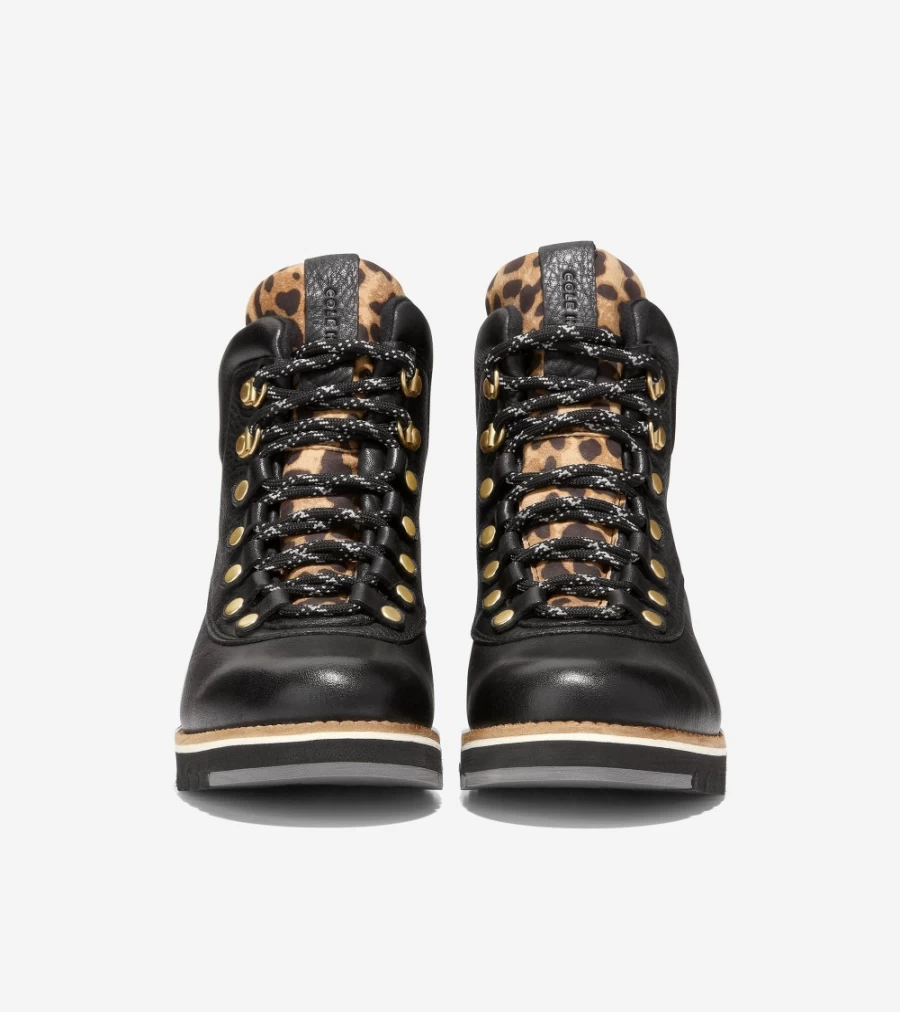 Cole Haan Women's Zerogrand Explore Getaway Hiker Boot in Black-Leopard Print