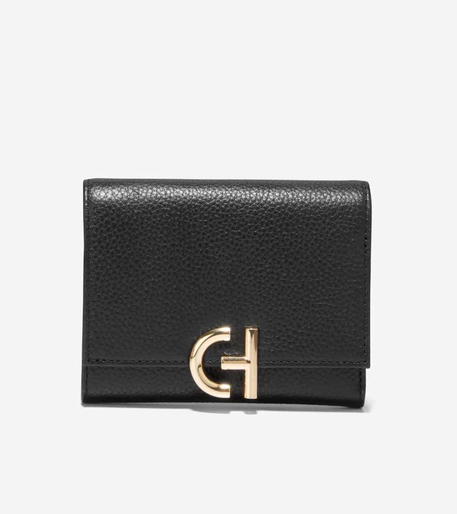 Cole Haan Women's Black Inwood Trifold Wallet - Stylish & Compact Leather Billfold for Everyday Use