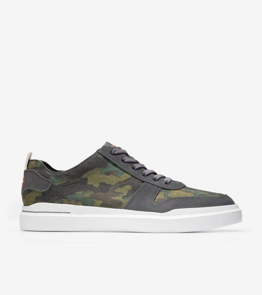 Cole Haan Men's Grandpro Rally Sneaker in Camo Print-Grey Pinstripe Canvas