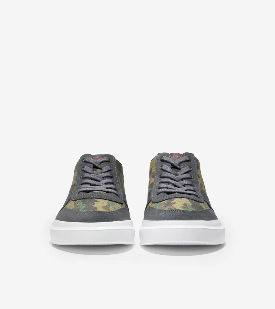 Cole Haan Men's Grandpro Rally Sneaker in Camo Print-Grey Pinstripe Canvas