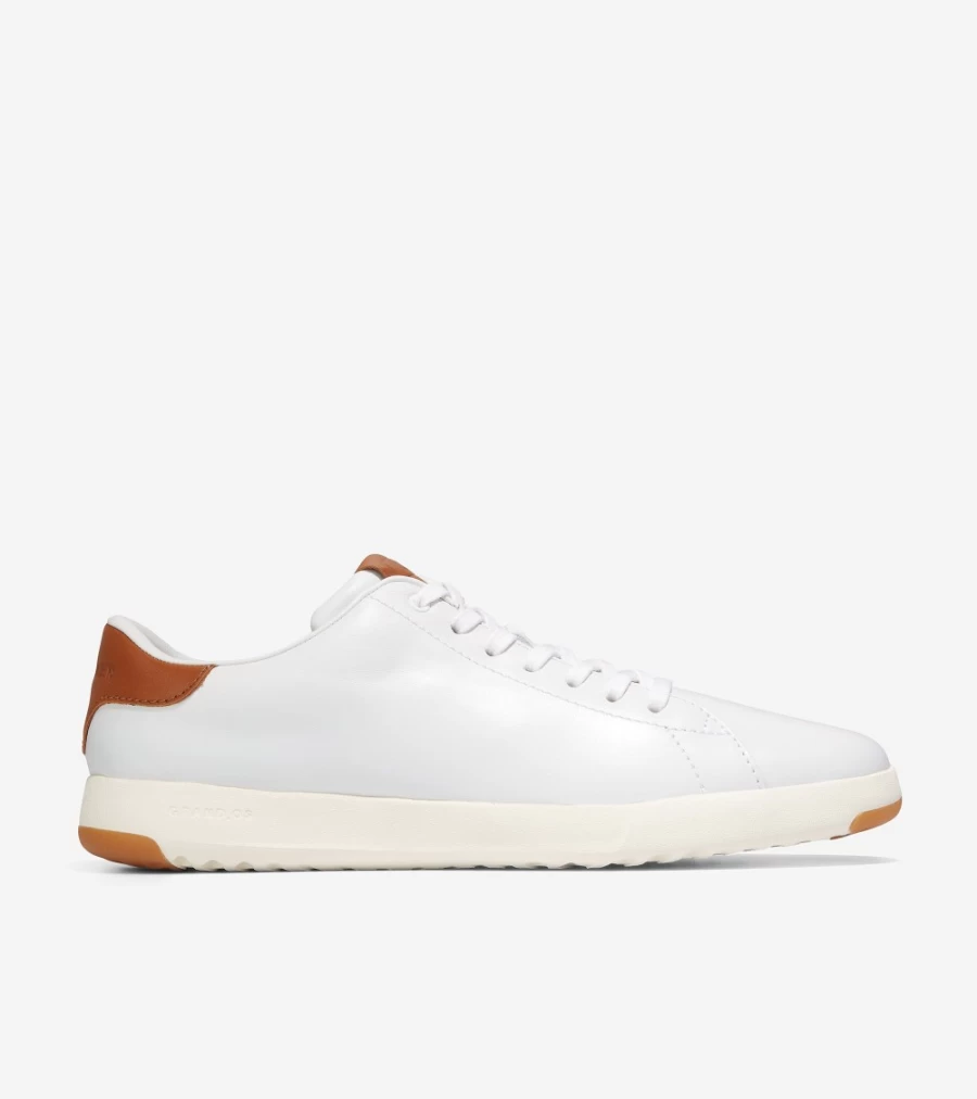 Cole Haan Men's Grandpro Tennis Sneakers in White & British Tan - Premium Comfort & Style