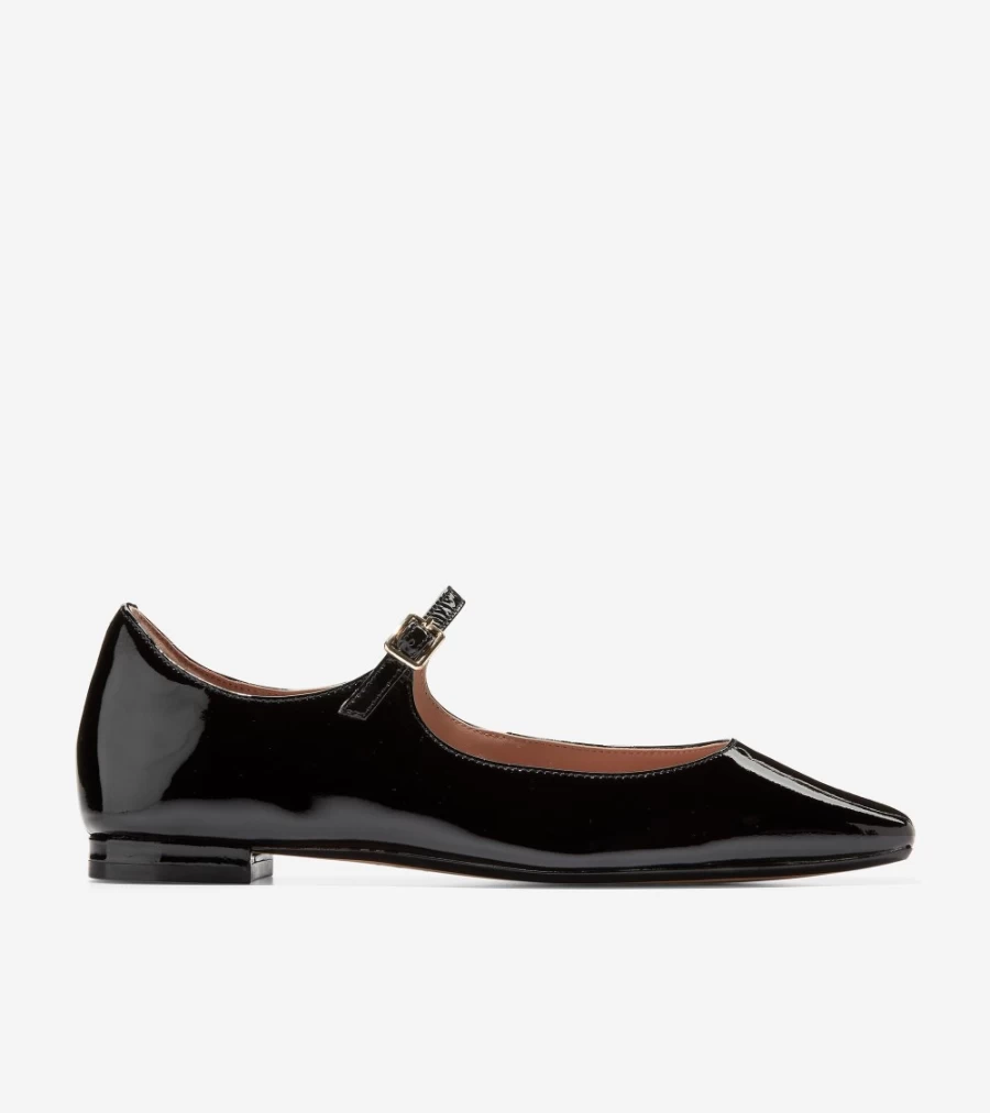 Cole Haan Women's Black-Gold Mary Jane Ballet Flats - Bridge Comfort Slip-On Shoes