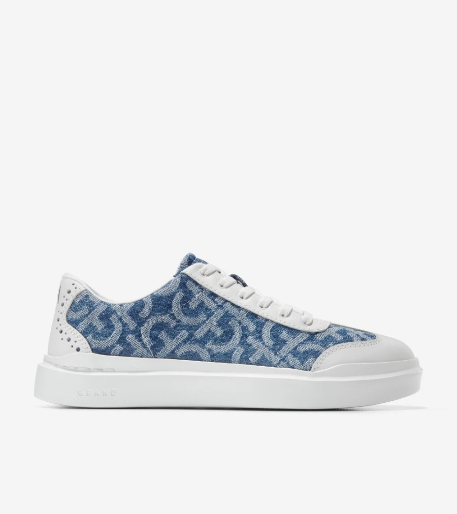 Cole Haan Women's GrandPro Rally Monogram Denim Jacquard Canvas T-Toe Sneakers