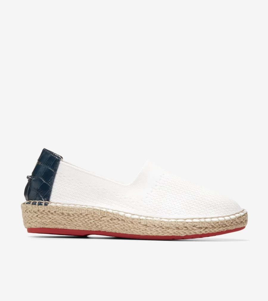 Cole Haan Women's Cloudfeel Espadrille in Optic White Stitchlite-Moonlit Ocean | Lightweight Comfort Sneakers