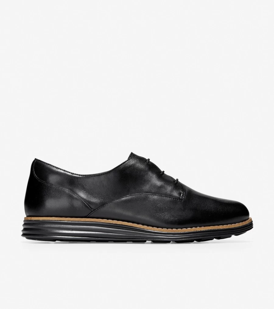 Cole Haan Women's Black Leather Originalgrand Plain Oxford Shoes