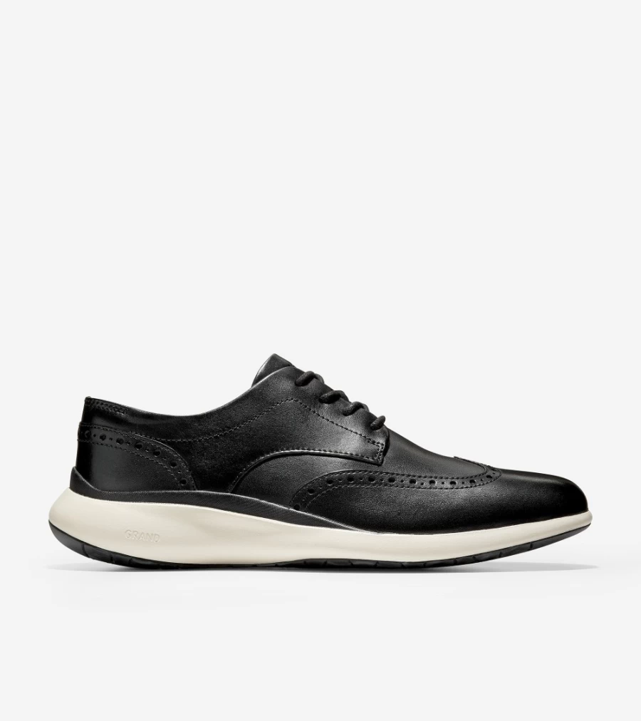 Cole Haan Men's Grand Troy Wingtip Oxford Shoes in Black-Ivory