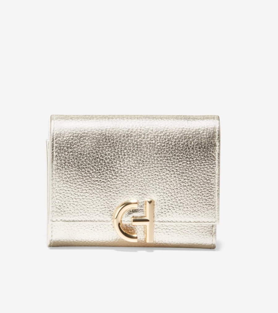Cole Haan Women's Gold Trifold Wallet – Inwood Leather Design for Style & Function