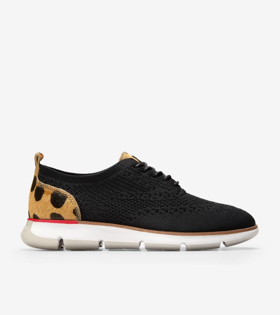 Cole Haan Women's Zerogrand Oxford Shoes in Black Stitchlite-Jaguar Haircalf