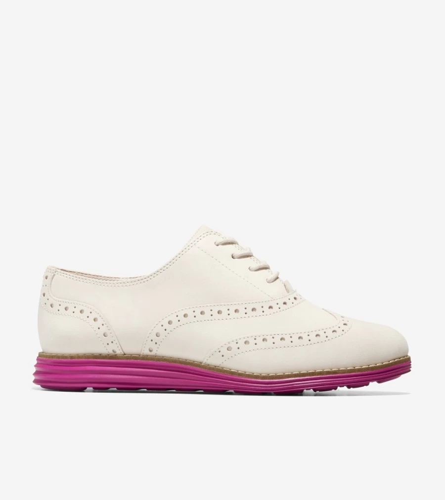 Cole Haan Women's Grand Wingtip Oxford Shoes in Birch-Festival Fuchsia