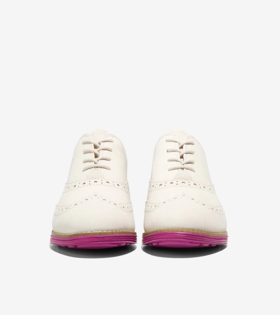 Cole Haan Women's Grand Wingtip Oxford Shoes in Birch-Festival Fuchsia