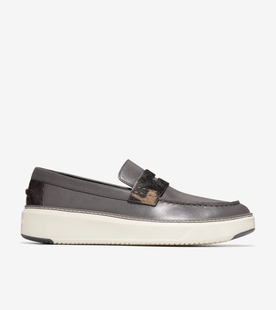 Cole Haan Men's Grandpro Topspin Penny Loafers in Dark Pavement-Ivory - Casual Comfort Slip-On Shoes