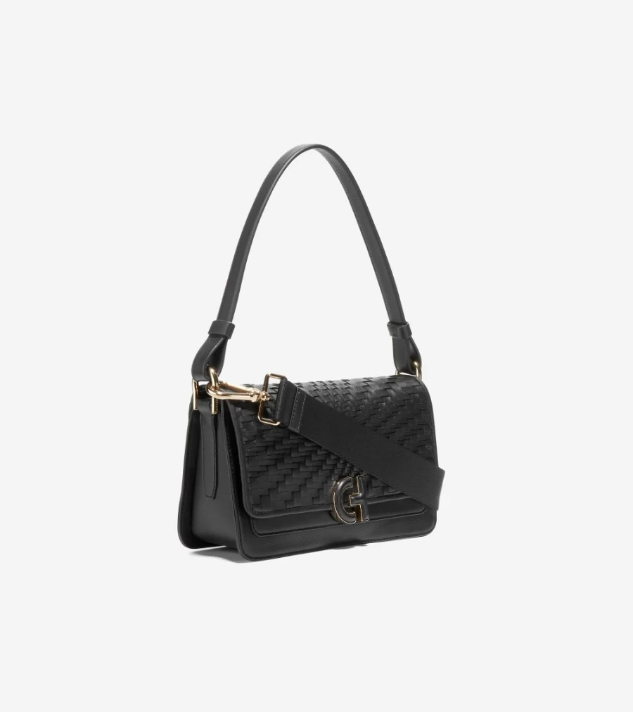 Cole Haan Women's Black Woven Mini Shoulder Bag - Stylish & Compact Crossbody Purse
