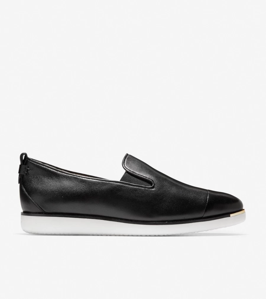 Cole Haan Women's Black Leather Grand Ambition Slip-On Loafer