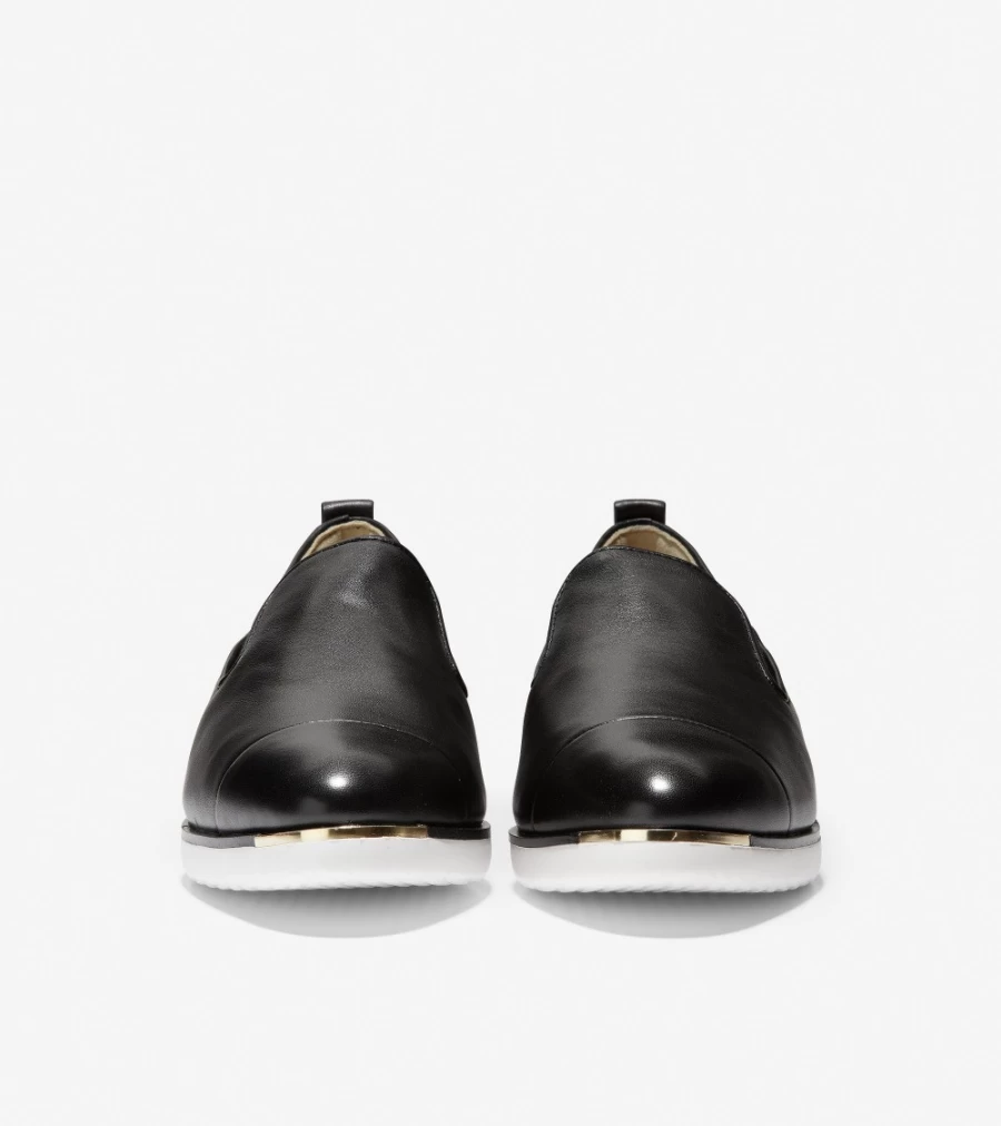 Cole Haan Women's Black Leather Grand Ambition Slip-On Loafer