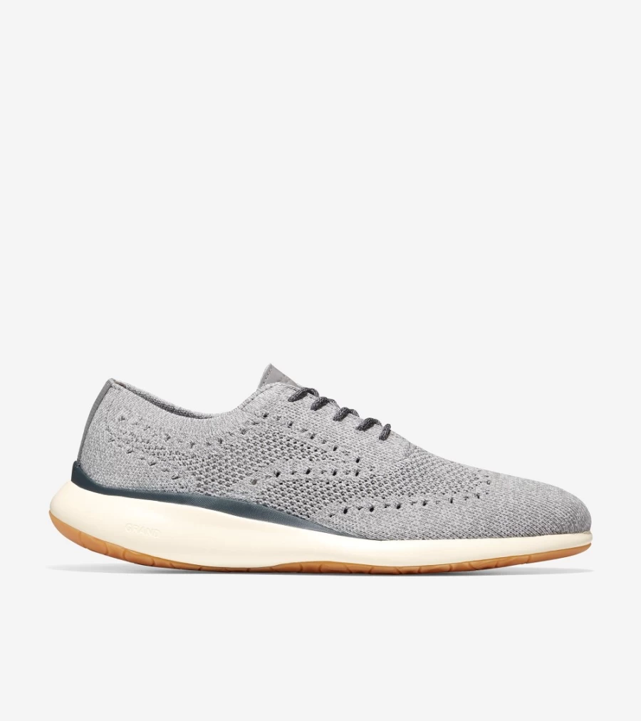 Cole Haan Men's Grand Troy Wingtip Oxford in Cool Grey Knit - Stylish & Comfortable Dress Shoes