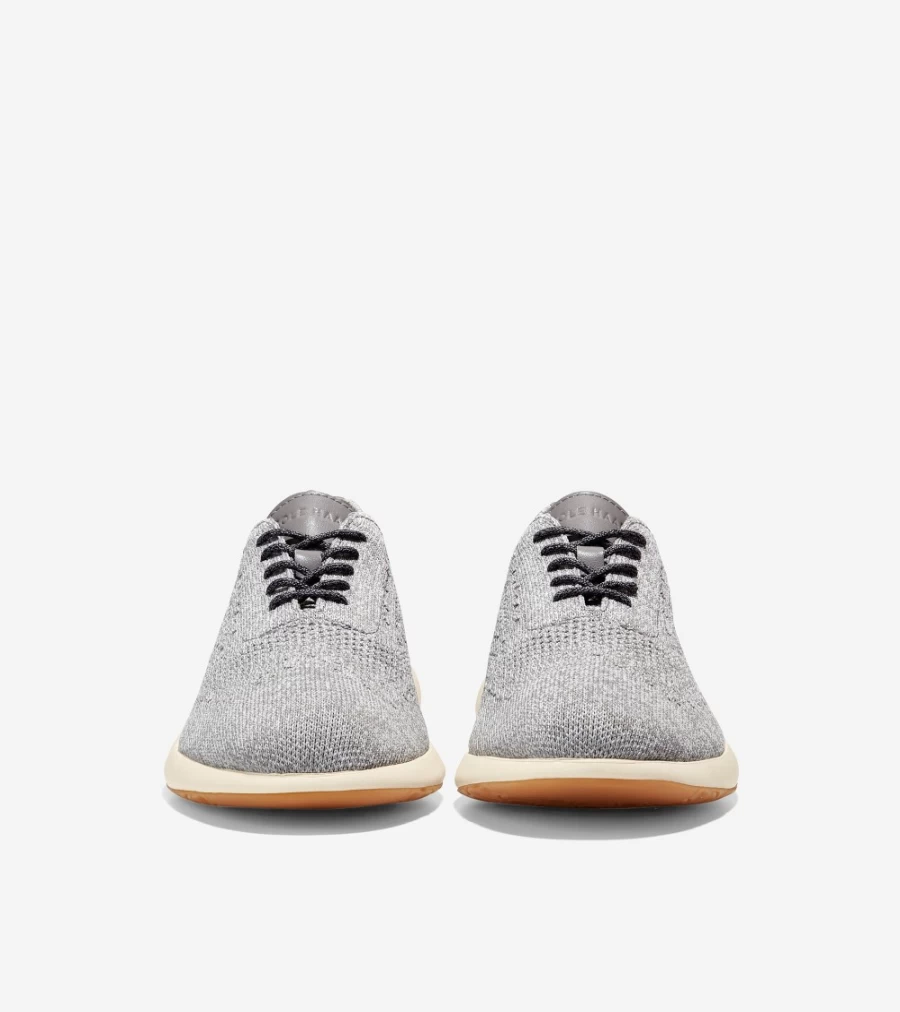 Cole Haan Men's Grand Troy Wingtip Oxford in Cool Grey Knit - Stylish & Comfortable Dress Shoes