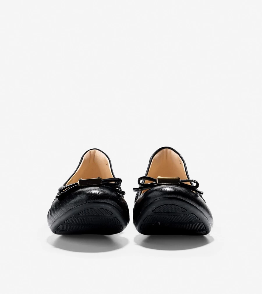 Cole Haan Women's Black Tali Bow Ballet Flats - Elegant Comfortable Slip-On Shoes