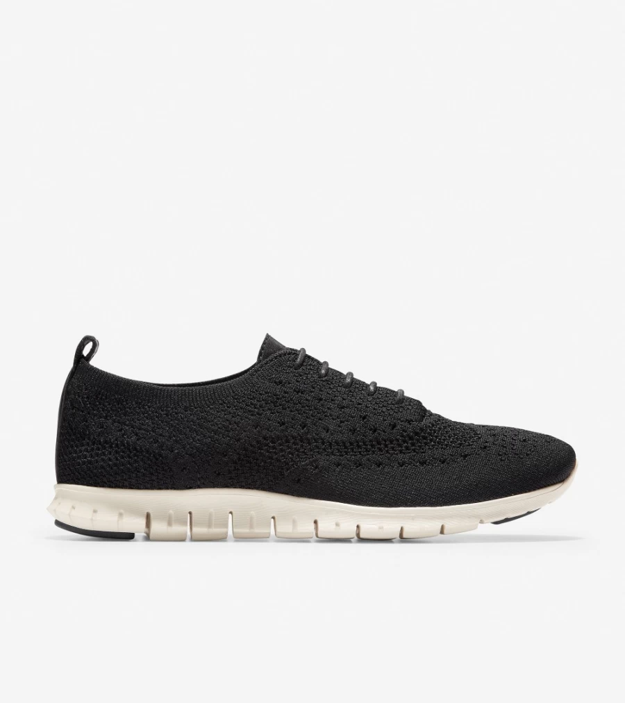 Cole Haan Women's Zerogrand Wingtip Oxford Shoes in Black Stitchlite-Ivory