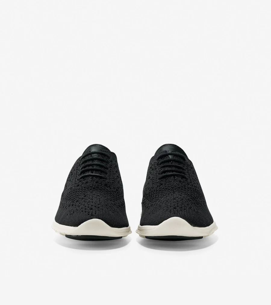 Cole Haan Women's Zerogrand Wingtip Oxford Shoes in Black Stitchlite-Ivory