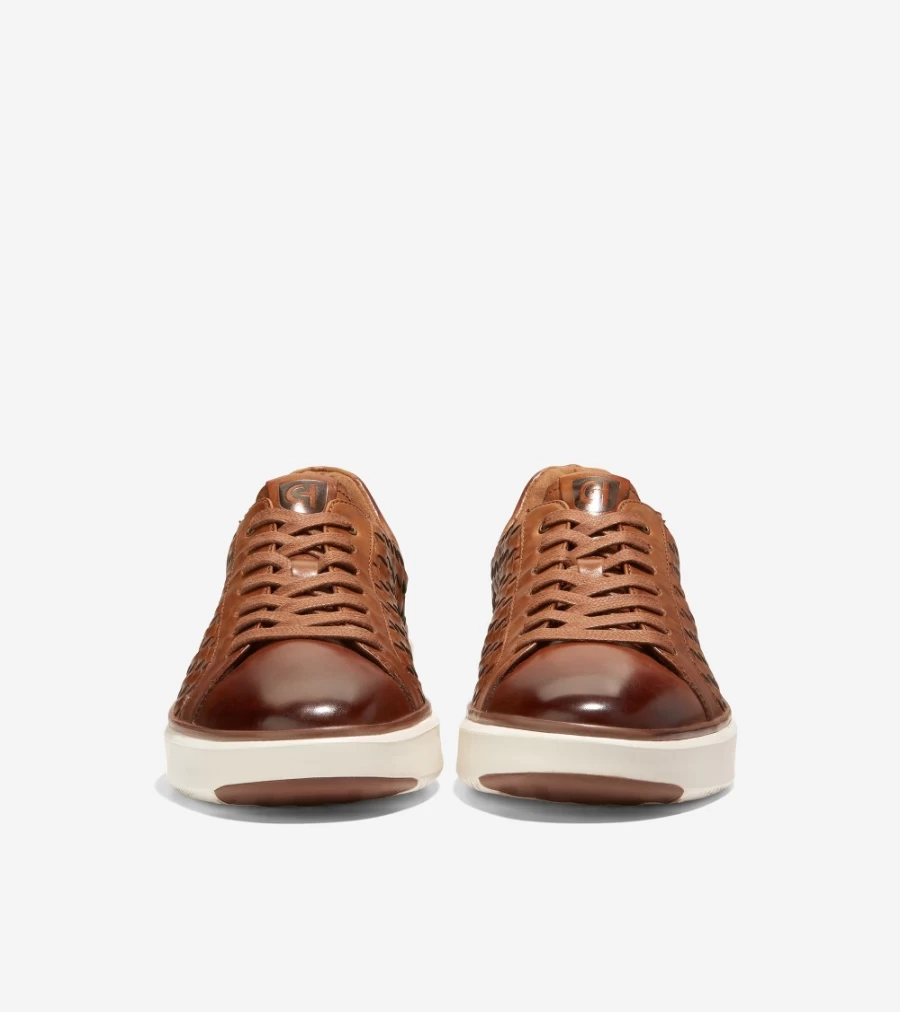 Cole Haan Men's Grandpro Topspin Sneakers in British Tan-Ivory - Lux Woven Design