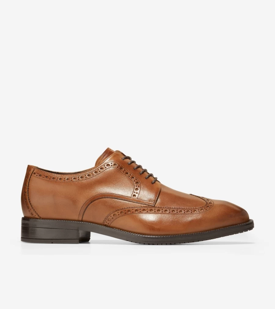 Cole Haan Men's British Tan Wingtip Oxford Dress Shoes - Modern Classic Style