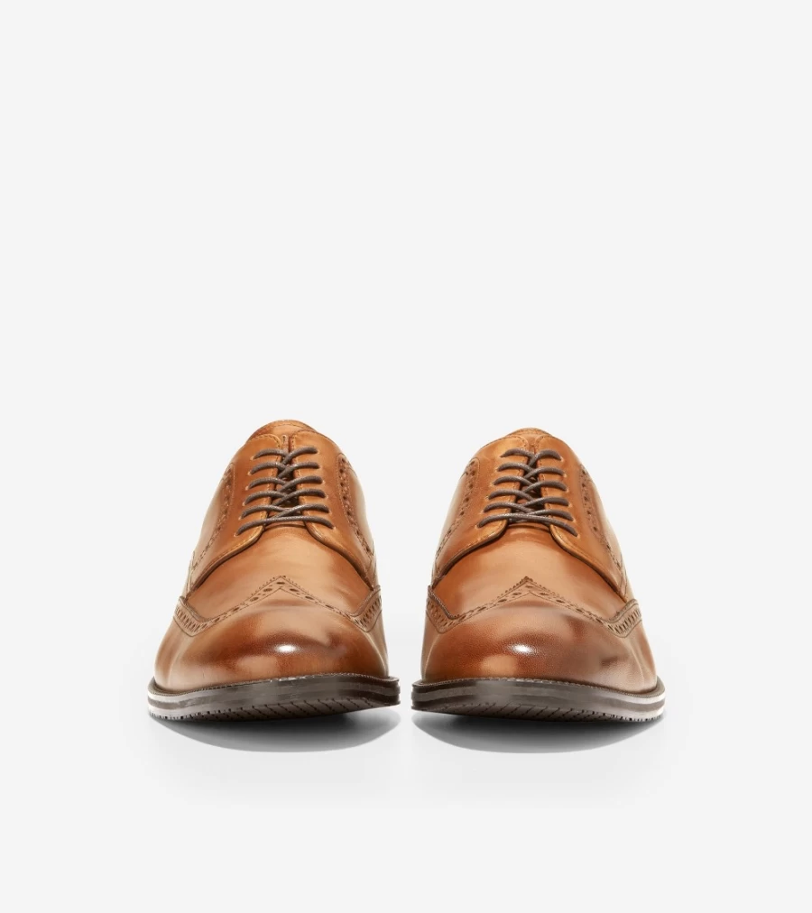 Cole Haan Men's British Tan Wingtip Oxford Dress Shoes - Modern Classic Style