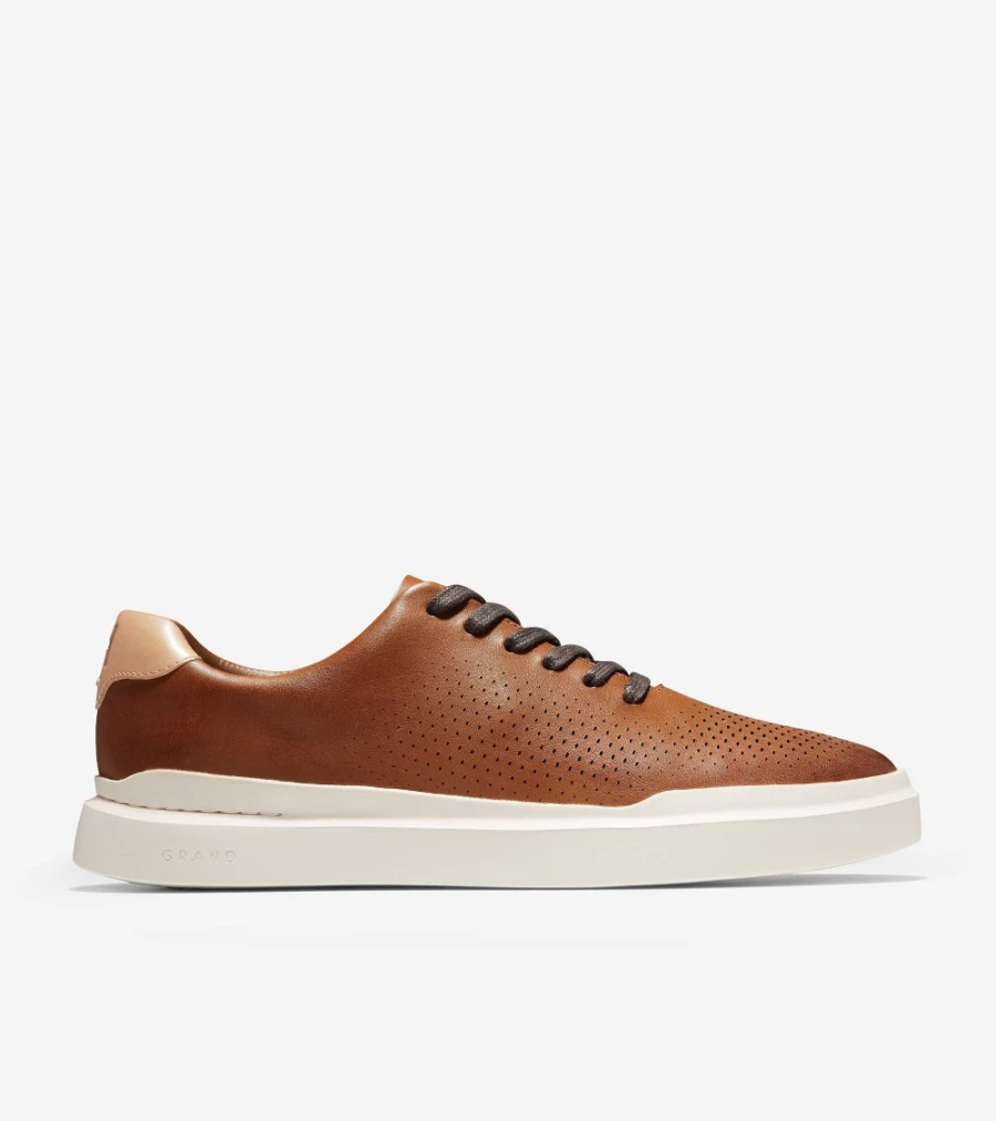 Cole Haan Men's Grandpro Rally Laser Cut Sneakers in British Tan-Ivory
