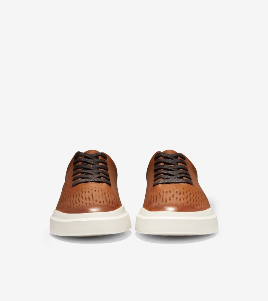 Cole Haan Men's Grandpro Rally Laser Cut Sneakers in British Tan-Ivory