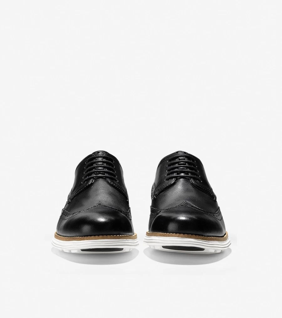 Cole Haan Men's Black & White Originalgrand Wingtip Oxford Dress Shoes