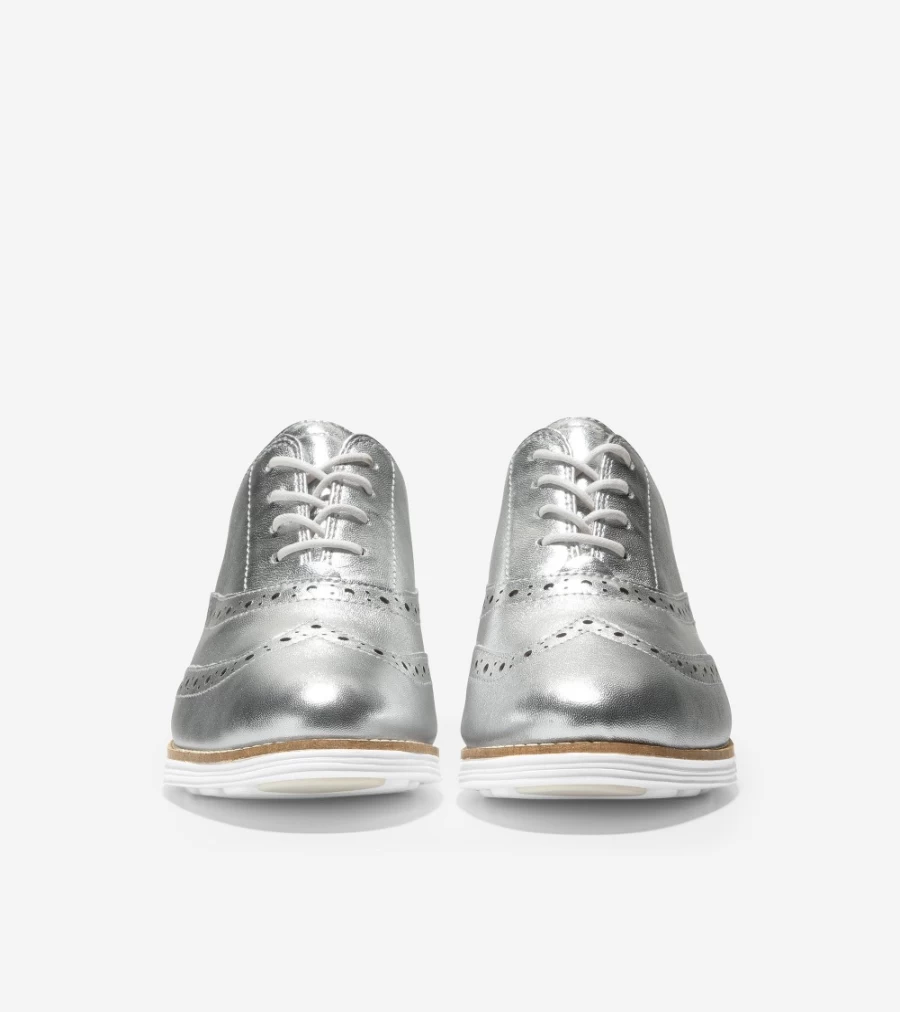 Cole Haan Women's Silver Originalgrand Wingtip Oxford Shoes