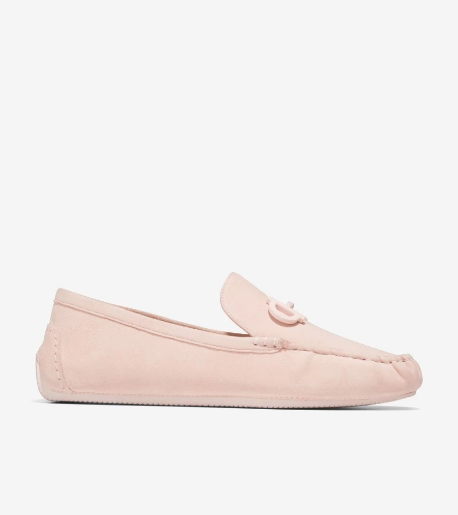 Cole Haan Women's Tully Driver Loafers in Peach Whip Suede - Comfortable Slip-On Shoes for Women