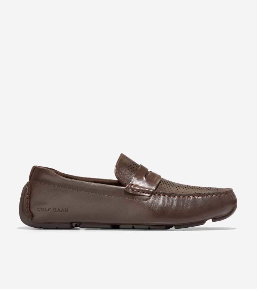 Cole Haan Men's Grand Laser Penny Driver Loafers in Truffle-Java - Classic Comfort Slip-On Shoes