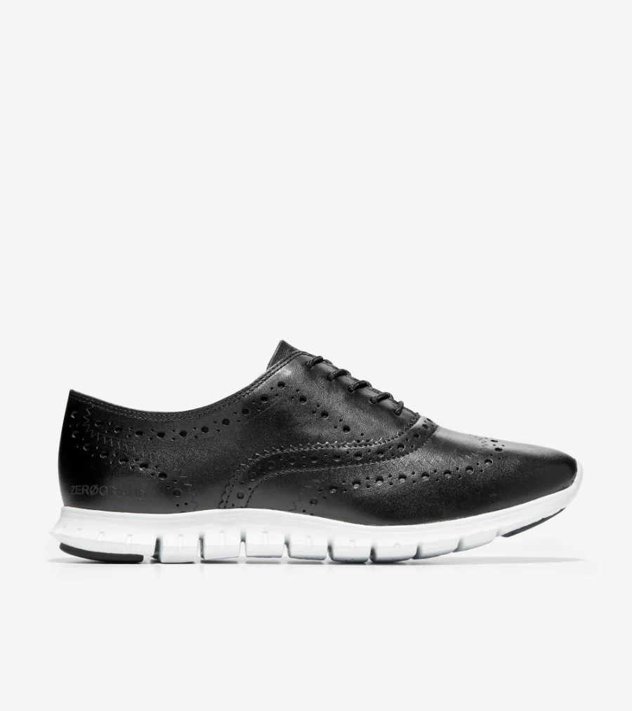 Cole Haan Women's Zerogrand Wingtip Oxford Shoes in Black Leather - Comfortable & Stylish Women's Dress Shoes