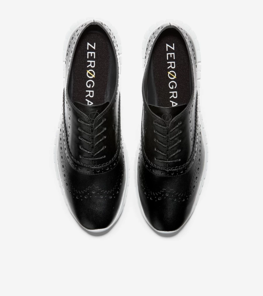 Cole Haan Women's Zerogrand Wingtip Oxford Shoes in Black Leather - Comfortable & Stylish Women's Dress Shoes
